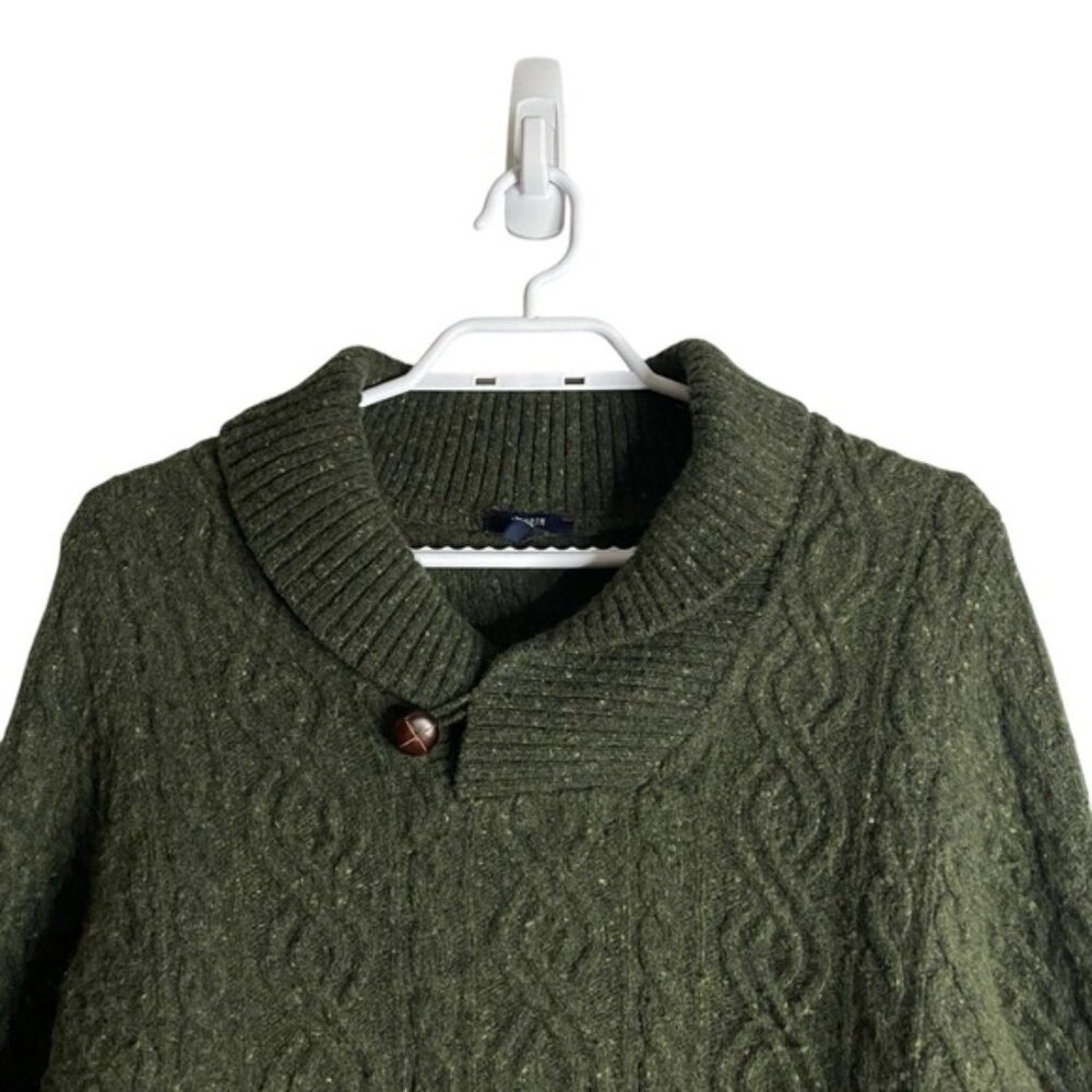 Benson Men's Green Shawl Collar Cable Knit Sweater - Picture 2 of 6